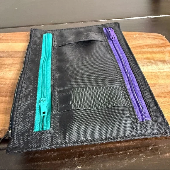 Baggallini Passport and Currency Bag Nylon Zipper Pockets Travel Neon - Picture 4 of 6